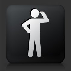 Black Square Button with Shooting Stick Figure