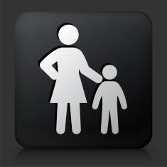 Black Square Button with Mother & Child N2