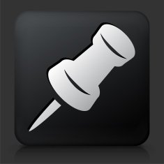 Black Square Button with Needle Pin Icon