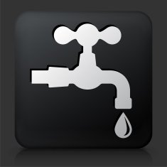 Black Square Button with Faucet Icon N3