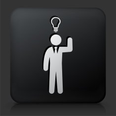 Black Square Button with Businessman Idea Icon