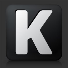 Black Square Button with Letter K N2