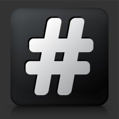 Black Square Button with Hashtag