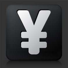 Black Square Button with Yen Sign N2