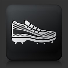 Black Square Button with Running Shoes Icon