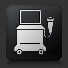 Black Square Button with Ultrasound Machine