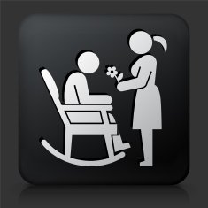 Black Square Button with Man