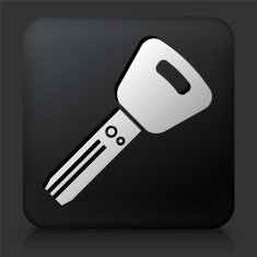 Black Square Button with Car Key N4