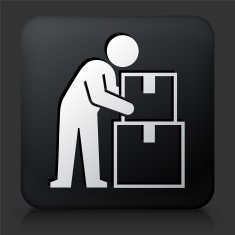Black Square Button with Moving Icon
