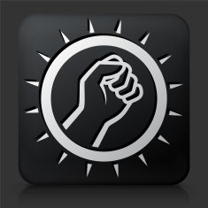 Black Square Button with Protest Icon