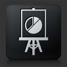 Black Square Button with Chart Icon N4
