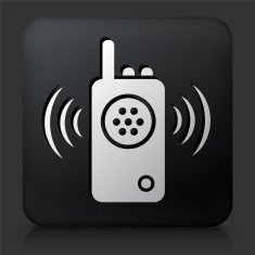 Black Square Button with Walkie Talkie