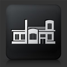 Black Square Button with Building Icon N35