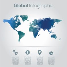 Geometric world map infographic