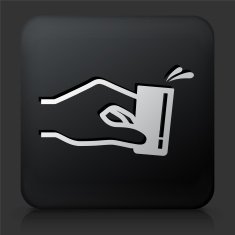 Black Square Button with Shot Glass Icon