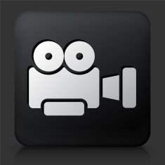 Black Square Button with Movie Camera