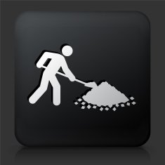 Black Square Button with Person Shoveling