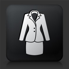 Black Square Button with Jacket and Skirt Icon N2