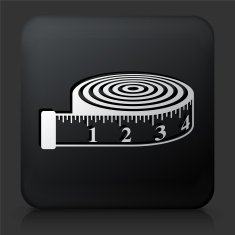 Black Square Button with Measurment Tape