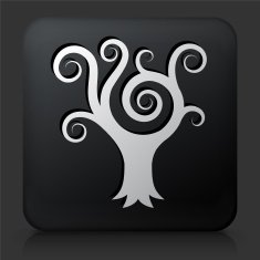 Black Square Button with Tree Icon N23