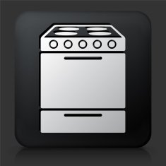 Black Square Button with Oven Icon