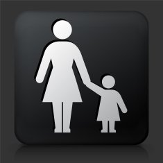 Black Square Button with Mother and Daughter N2