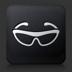 Black Square Button with Cycling Sunglasses