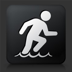 Black Square Button with Running on Water Icon
