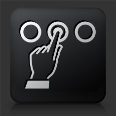 Black Square Button with Hand Selecting