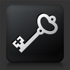 Black Square Button with Old Key N12