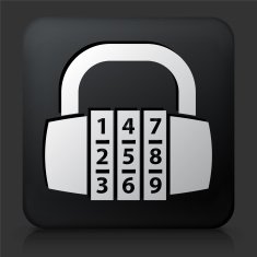 Black Square Button with Combination Lock