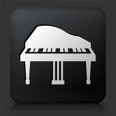 Black Square Button with Piano
