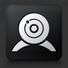 Black Square Button with Webcam Icon N2