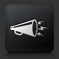 Black Square Button with Megaphone Icon N2