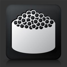 Black Square Button with Caviar Sushi Roll