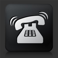 Black Square Button with Telephone Icon N10