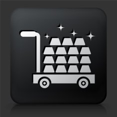 Black Square Button with Gold Bars Icon N3