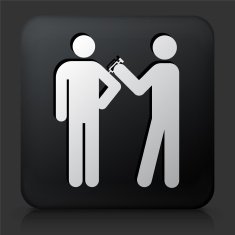 Black Square Button with Medical Shot Icon