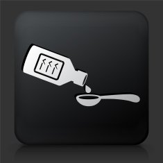 Black Square Button with Drinking Medicine Icon