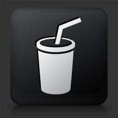 Black Square Button with Soda Icon