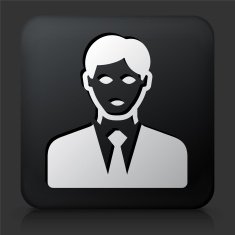Black Square Button with Businessman
