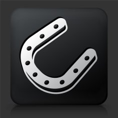 Black Square Button with Horse Shoes Icon