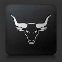 Black Square Button with Bull's Head Icon