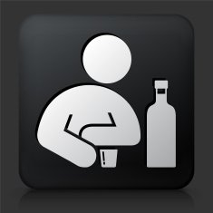 Black Square Button with Drinking Icon N6