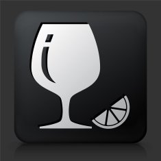 Black Square Button with Drink Glass Icon