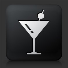 Black Square Button with Drink Glass Icon N2
