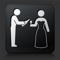 Black Square Button with Marriage Icon