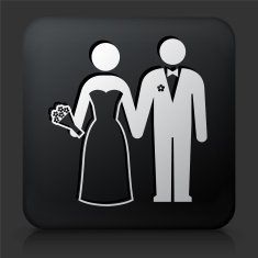 Black Square Button with Marriage Icon N2