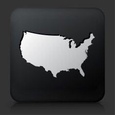 Black Square Button with United States Map N2