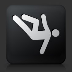 Black Square Button with Person Falling